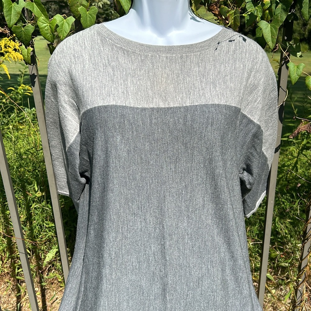 Talbots Gray Color Block Merino Wool Sweater Dres… - image 3